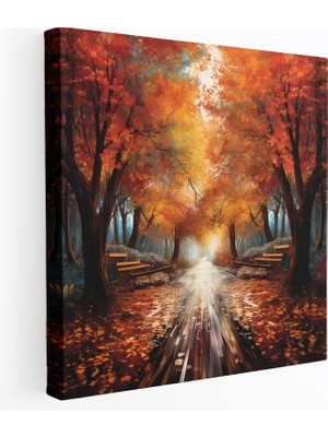 Popcas Sonbahar Yolu Dijital Baskı - Sonbahar Duvar Sanatı Yol Ev Dekorasyonu