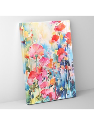 Popcas Akan Çiçekler Soyut Kanvas Tablo - Akan Çiçekler Bahçe Kanvas Tablo