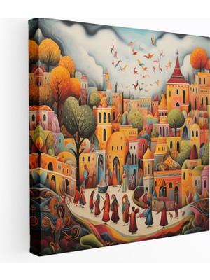 Popcas Anadolu Sanat Tablosu - Anadolu Geleneğinin Soyut Temsili Kanvas Tablo - Anadolu Kanvas Tablo Soyut Temsil Sanat Tablosu