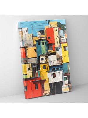 Popcas Afro Şehir Manzarası Kanvas Tablo - Afro Kanvas Duvar Sanatı Canlılık