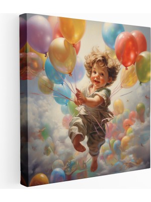Popcas Oyuncu Melekli Balonlar Kanvas Tablo