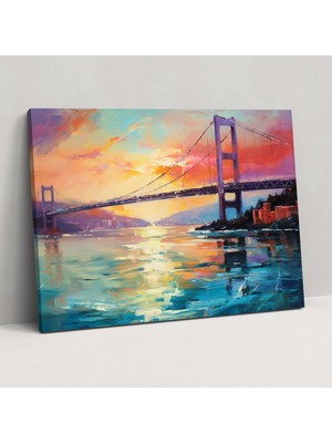 Popcas Boğaziçi Köprüsü Kanvas Tablo - Boğaziçi Köprüsü Gün Batımı Duvar Dekorasyonu