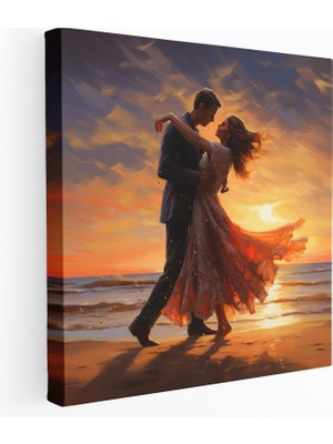 Popcas Bohem Güneş Batışı Dans Kanvas Tablo - Bohem Duvar Dekorasyonu Bohem Çift Ayakları Çıplak Dans Eden