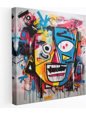 Popcas Basquiat Tuval Tablo - Soyut Grafiti Duvar Sanatı - Basquiat Soyut Grafiti Sanatsal Vizyon Tuval Duvar Sanatı