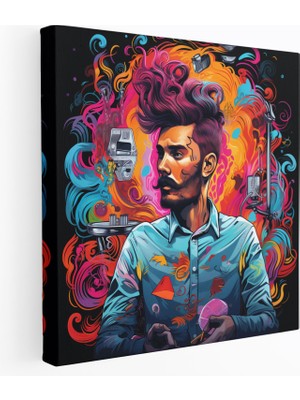 Popcas Canlı Barber Pop Art Kanvas Tablo - Kuaför Canlı