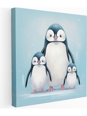 Popcas Buzlu Penguen Ailesi Kanvas Tablo