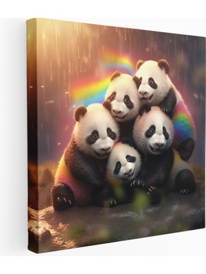 Popcas Bebe Panda Gökküre Sarılı Kanvas Tablo