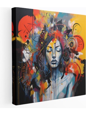 Popcas Bohem Grafiti Füzyon Kanvas Tablo - Bohem Tarzı Duvar Dekorasyonu Ev Dekorasyonu Soyut Karışık Medya Sanatı