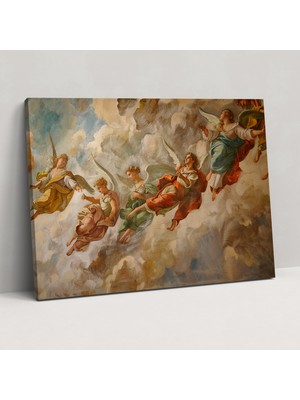 Popcas Barok Tarzı Resim Duvar Dekorasyonu - Dinamik Barok Kompozisyon Ev Dekorasyonu Kanvas Tablo