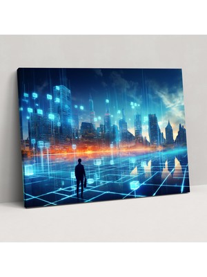 Popcas Blockchain Akıllı Şehir Duvar Sanatı - Blockchain Duvar Sanatı Blockchain Duvar Dekorasyonu Ev Dekorasyonu