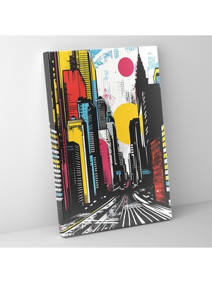 Popcas Pop Art Şehir Manzaralı Duvar Dekorasyonu - Klasizm ve Pop Art Duvar Dekorasyonu Kanvas Tablo Sanatı Klasizmi Pop Art ile Birleştiriyor.