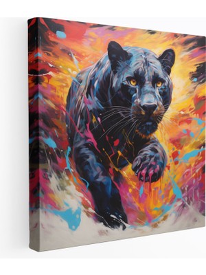 Popcas Siyah Panter Kanvas Tablo - Modern Soyut Desen
