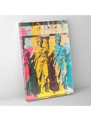 Popcas Yunan Heykelleri Kanvas Tablo - Klasizm ve Popart Duvar Dekorasyonu Klasizmi Pop Sanatı ile Birleştirin