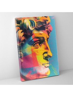 Popcas Klasik Yunan Heykeli Pop Art Kanvas Tablo - Klasikizm ve Pop Art Kanvas Tablo Duvar Dekorasyonu Kanvas Duvar Sanatı