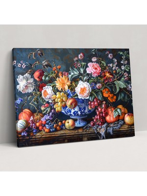 Popcas Lüks Natürmort Kanvas Tablo - Barok Duvar Dekorasyonu Ev Dekorasyonu