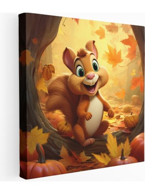 Popcas Oyuncu Sincap Karikatürü Kanvas Tablo