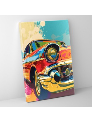 Popcas Klasik Pop Art Retro Araba Kanvas Tablo - Klasik ve Popart Kanvas Duvar Sanatı Kanvas Tablo Klasikizmi Pop Sanat'la Bir Araya Getiriyor