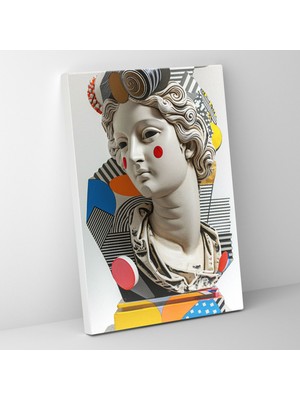 Popcas Pop Art Eski Heykel Kanvas Tablo - Klasizm ve Pop Art Kanvas Tablo Eskiyle Pop Art'ı Birleştirin.