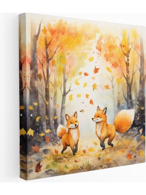 Popcas Sonbahar Tilki Oyuncular Kanvas Tablo