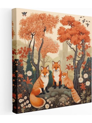 Popcas Japon Bahçesi Tilkiler Kanvas Tablo