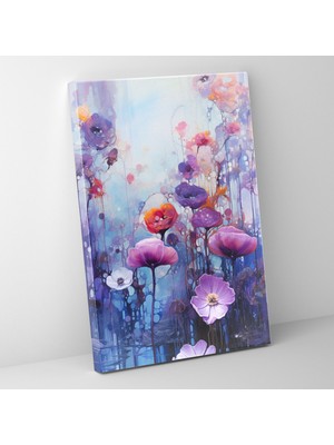 Popcas Akan Çiçekler Duvar Sanatı - Duvar Dekorasyonu Kanvas Tablo