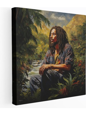 Popcas Bob Marley Duvar Dekorasyonu - Bob Marley Kanvas Tablo Tropikal Manzara Ev Dekorasyonu