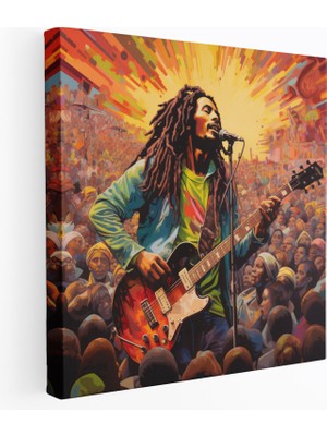 Popcas Bob Marley Duvar Dekorasyonu - Psikedelik Konser Kanvas Tablo - Bob Marley Kutlama Duvar Sanatı Duvar Dekorasyonu