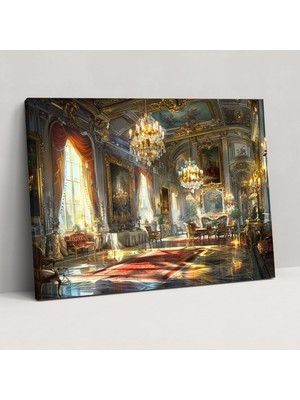 Popcas Saray Iç Mekan Barok Tarzı Tablo Duvar Dekorasyonu - Barok Kanvas Tablo Duvar Dekorasyonu Avizeler
