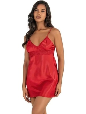 Arias Closet Kırmızı Kısa Saten Gecelik