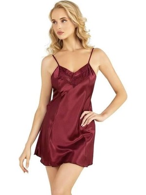 Arias Closet Bordo Kısa Saten Gecelik 8231