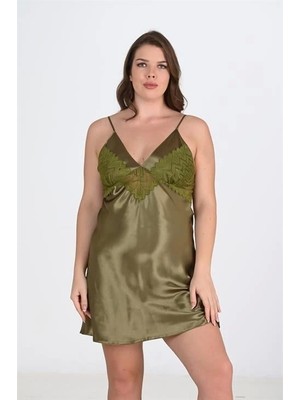 Arias Closet Büyük Beden Haki Gecelik 2104