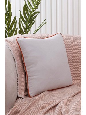 Renk Seçenekli Turuncu Biyeli Açık Gri Kırlent Kılıfı Dekoratif Düz Sade Punch Panoroma Panbiy Gri Turuncu 45X45