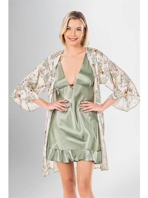 Arias Closet 2 Li Kısa Sabahlık Takımı Desenli