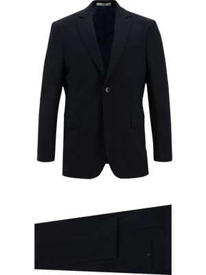 Kiğılı 6 Drop Regular Fit Koyu Lacivert Yünlü Takım Elbise Erkek Astarlı Standart Kesim