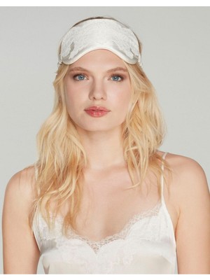 Amelea Ivory Göz Maskesi - Lüks Ipek Saten ve Dantelli, Rahat Esnek Tasarım