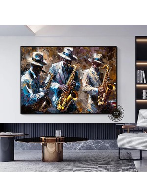 Soyut Caz Müzik Duvar Sanatı; Jazz Kanvas; Afrikalı Duvar Sanatı