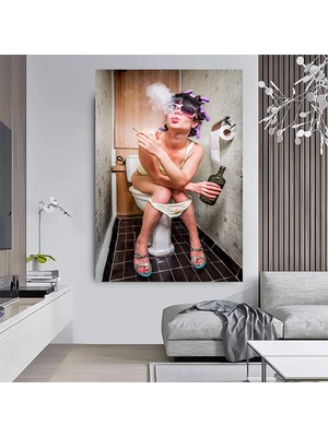 Moda Kız Duvar Dekoru; Tuvalet Sanatı; Banyo Içme Sanatı; Vogue Baskı