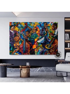 Picasso Tarzı Caz Duvar Sanatı; Soyut Modern Baskılar