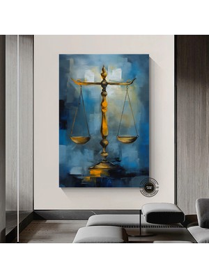 Adalet Terazileri Kanvas; Avukat Ofis Dekoru; Hediye; Denge Tablosu