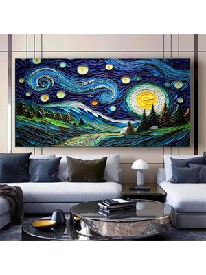 Van Gogh'ın Yıldızlı Gece Duvar Baskısı | Vincent Van Gogh Goblen | Manzara Duvar Asması Sanatı | Gö