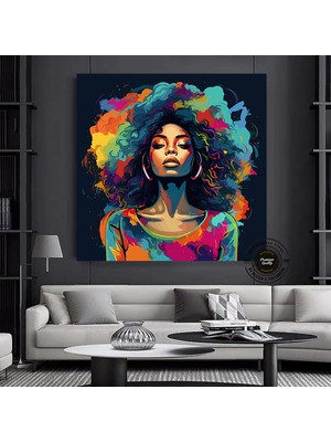 Afrika-Amerikan Pop Art Kadın Tablosu; Renkli Soyut