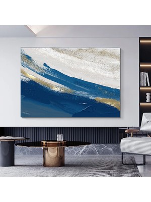 Lüks Mermer Duvar Dekoru; Lacivert Sanat; Soyut Mermer Kanvas