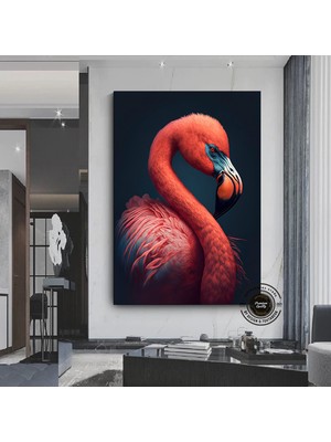 Flamingo Duvar Sanatı; Kanvas Baskı; Pembe Flamingo; Tropikal Dekor; Egzotik Kuş; Pembe Flamingo San