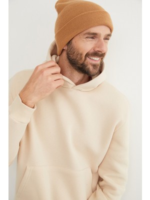 3 Iplik Basic Kanguru Cepli Slim Fit Kapüşonlu Sweatshirt