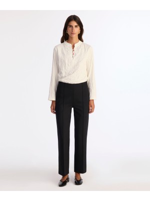 Nervürlü Düz Kalıp Pantolon