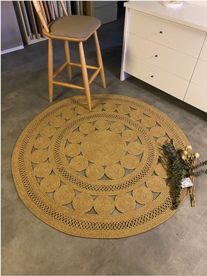 MaVaux Double Daisy Jüt Hasırlı Örgü Kilim