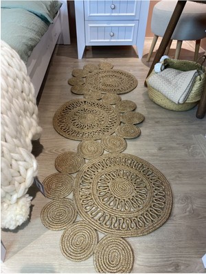 MaVaux Snake Hasır Jüt Yolluk Halı Kilim Bej Oval Desenli Dekoratif Ürün