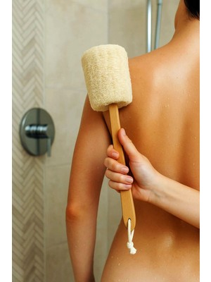 Bamirose Organik Doğal Kabak Sırt Saplı Lif, Peeling Lifi, Anti Selülit Lifi, Banyo Hamam Lif,