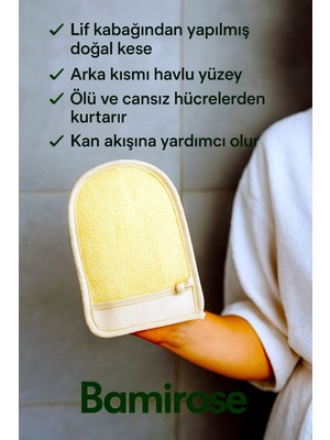 Bamirose Organik Doğal Kabak Düz El Geçme Lif, Peeling Lifi, Anti Selülit Lifi, Banyo Hamam Lif,