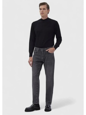 Koyu Gri Düz Regular Fit Denim %100 Pamuk Pantolon